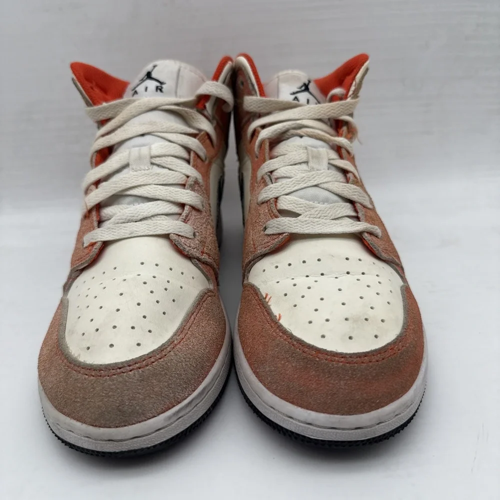 Nike Air Jordan 1 Mid Team Orange Black Sail White DV1336-800 Size 7 Y